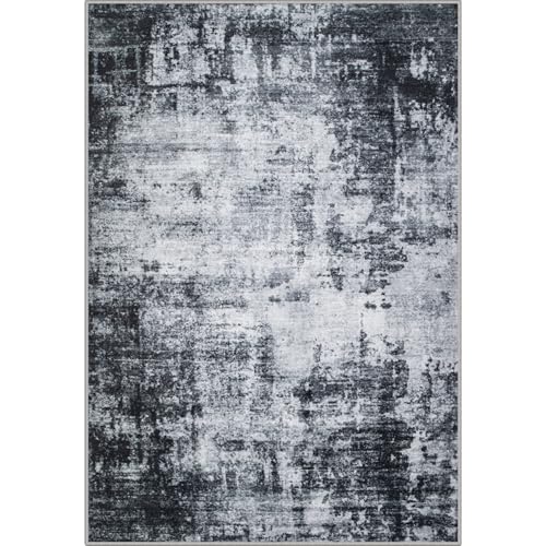 Washable Modern Abstract Soft Thin Area Rug for Living Room, Bedroom