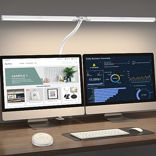 Pzloz 24W Eye-Caring LED Desk Lamp Clamp Architect Gooseneck Light