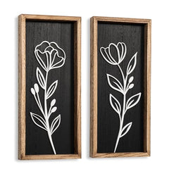 Captivating 3D Wooden Floral Wall Art (Set of 4) - Boho Farmhouse Decor