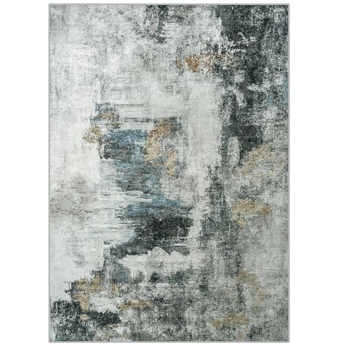 Aelenmu Modern Abstract Washable 8x10 Area Rug: Non-Slip, Soft, Durable