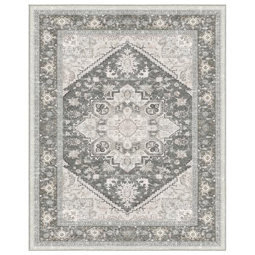 Luxurious Soft Faux Cashmere 5x7 Area Rug - Washable, Non-Slip, Low Pile