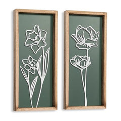 Captivating 3D Wooden Floral Wall Art (Set of 4) - Boho Farmhouse Decor