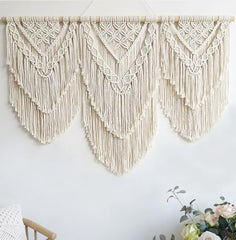 Achart Large Boho Macrame Wall Hanging - Handwoven Cotton Tapestry Decor