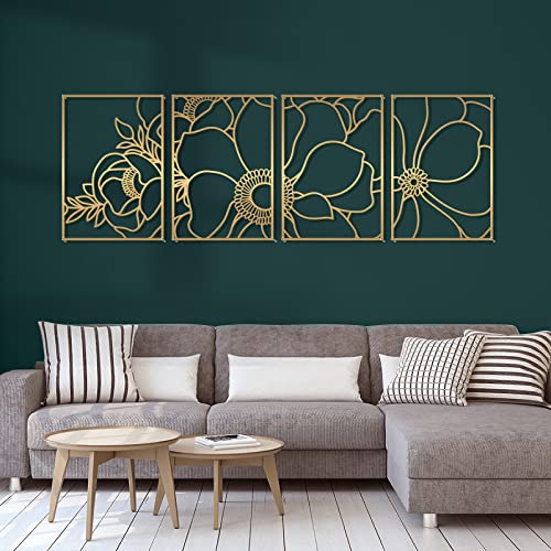 Glamativity 4-Pack Gold Minimalist Metal Line Art: Elegant Woman Body Wall Decor