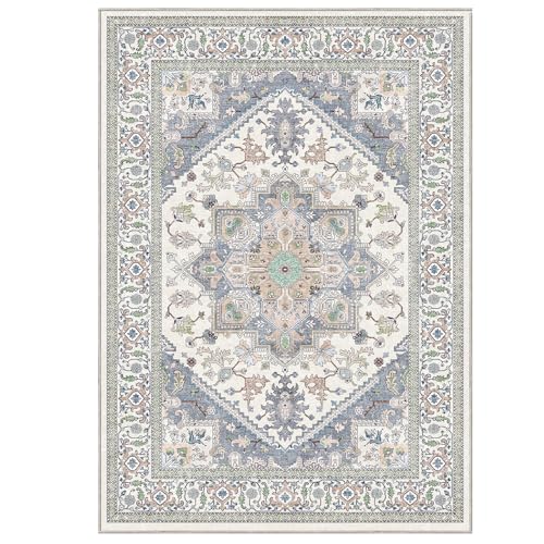 Luxurious Soft Faux Cashmere 5x7 Area Rug - Washable, Non-Slip, Low Pile