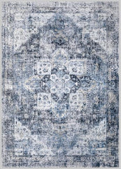 VECARF Washable Vintage Boho Medallion Area Rug - Non-Slip Soft Low Pile