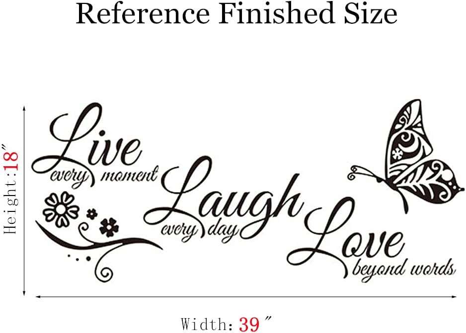Large Live Love Laugh Wall Decal Sticker Set - Inspirational Family Quotes Decor