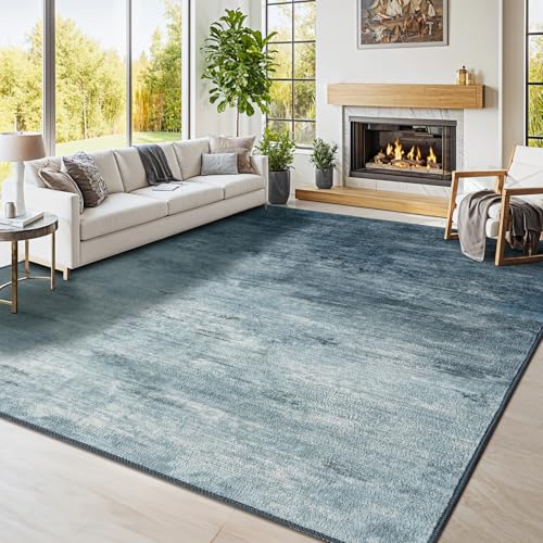 Premium Washable 8x10 Area Rug: Stain-Resistant, Non-Slip, Durable, Ultra-Thin Black