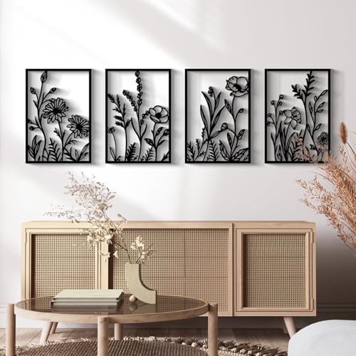 Glamativity 4-Pack Gold Minimalist Metal Line Art: Elegant Woman Body Wall Decor