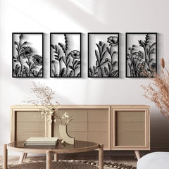 Glamativity 4-Pack Gold Minimalist Metal Line Art: Elegant Woman Body Wall Decor