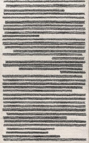 JONATHAN Y Khalil Modern Berber Stripe Cream/Black Indoor Area Rug, Pet-Friendly