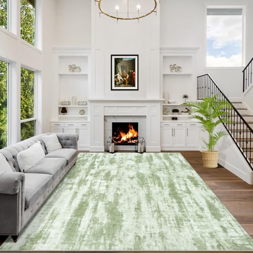 Large Washable 8x10 Area Rug: Modern Abstract Soft Anti-Skid Carpet for Home