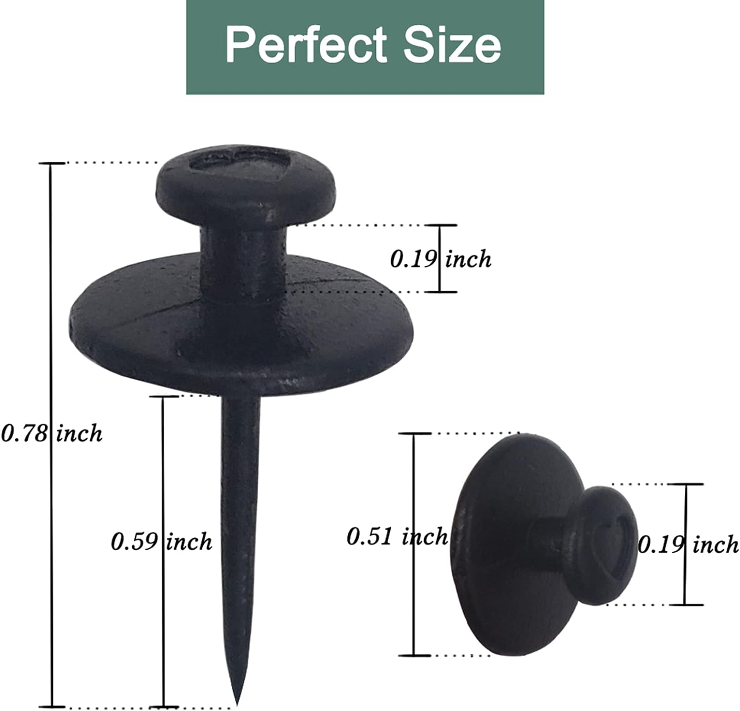 30 Black Double-Headed Push Pin Picture Hangers for Renter-Friendly Wall Decor