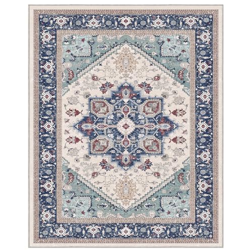 Luxurious Soft Faux Cashmere 5x7 Area Rug - Washable, Non-Slip, Low Pile