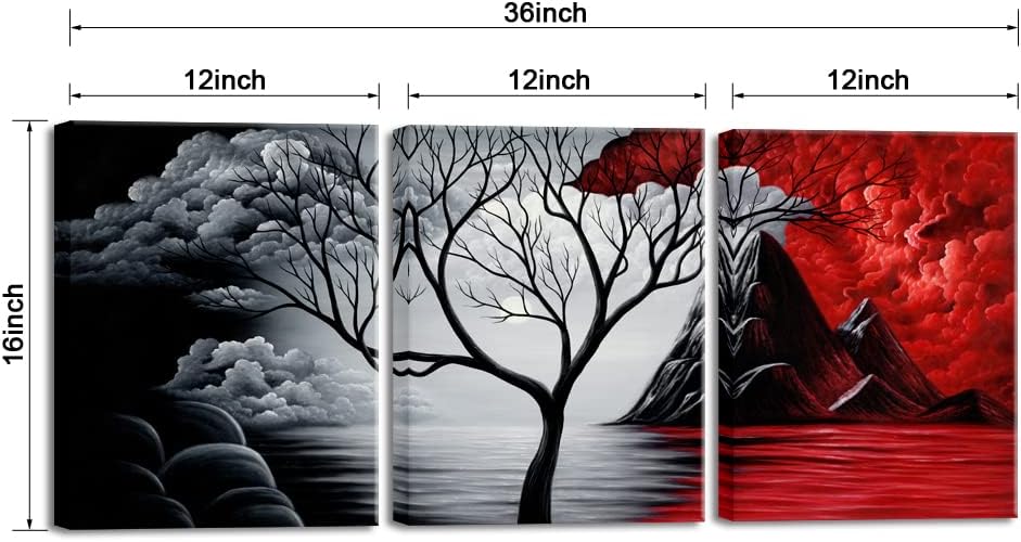 Wieco Art The Cloud Tree 3-Panel Giclee Canvas Wall Art - Modern Abstract Seascape Decor
