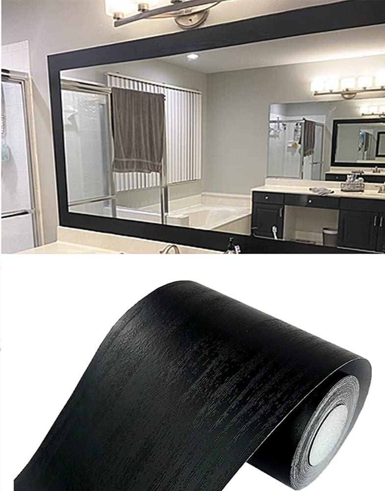 Black Wood Grain Self-Adhesive Waterproof PVC Wall Border Decor 4.2x390