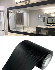 Black Wood Grain Self-Adhesive Waterproof PVC Wall Border Decor 4.2x390