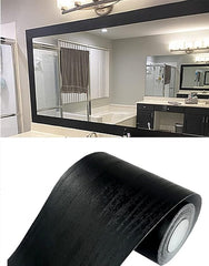 Black Wood Grain Self-Adhesive Waterproof PVC Wall Border Decor 4.2x390