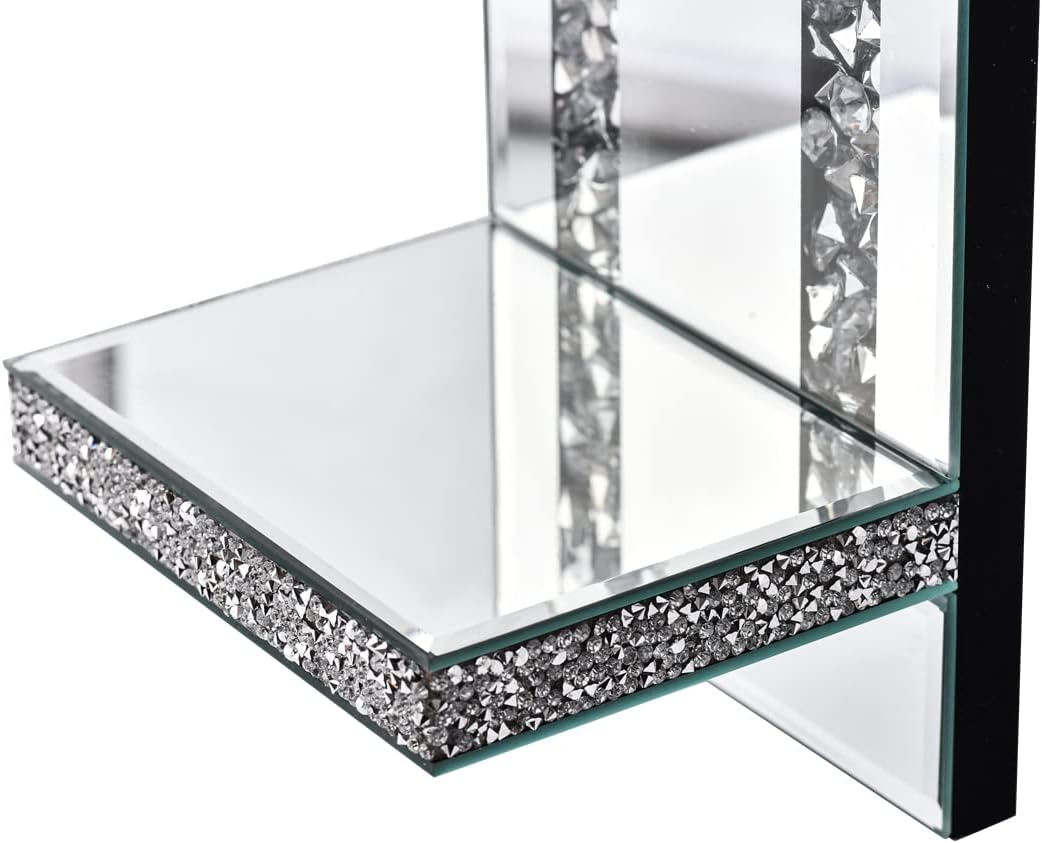 Sparkling Crystal Crush Diamond Mirrored Wall Sconces - Set of 2