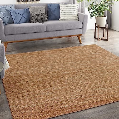 Nourison Essentials Ivory Beige Indoor/Outdoor Area Rug - Easy Clean, Non-Shedding, 8'x10' Versatile Decor