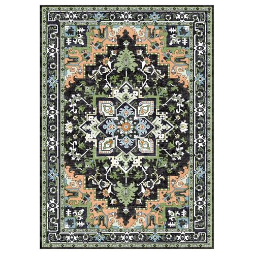 Lofus Floral Brown 5x7 Washable Area Rug: Soft Non-Slip Low Pile