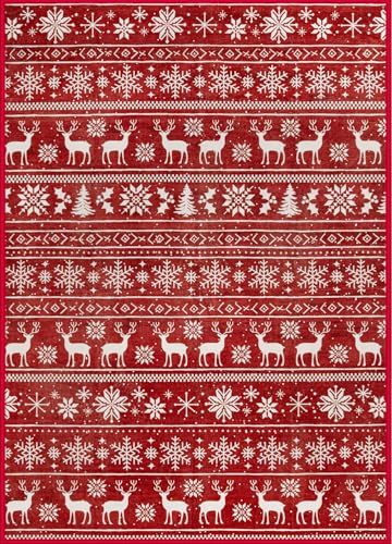 VECARF Washable Vintage Boho Medallion Area Rug - Non-Slip Soft Low Pile
