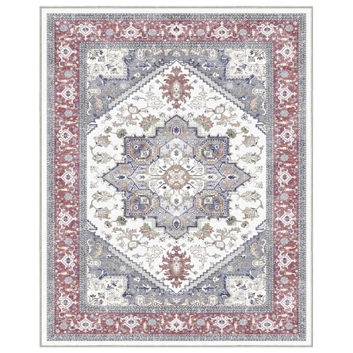 Luxurious Soft Faux Cashmere 5x7 Area Rug - Washable, Non-Slip, Low Pile
