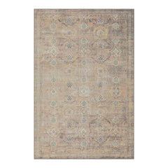Vintage Boho Washable Faux Wool Rug, Non-Slip Low Pile, Taupe/Grey
