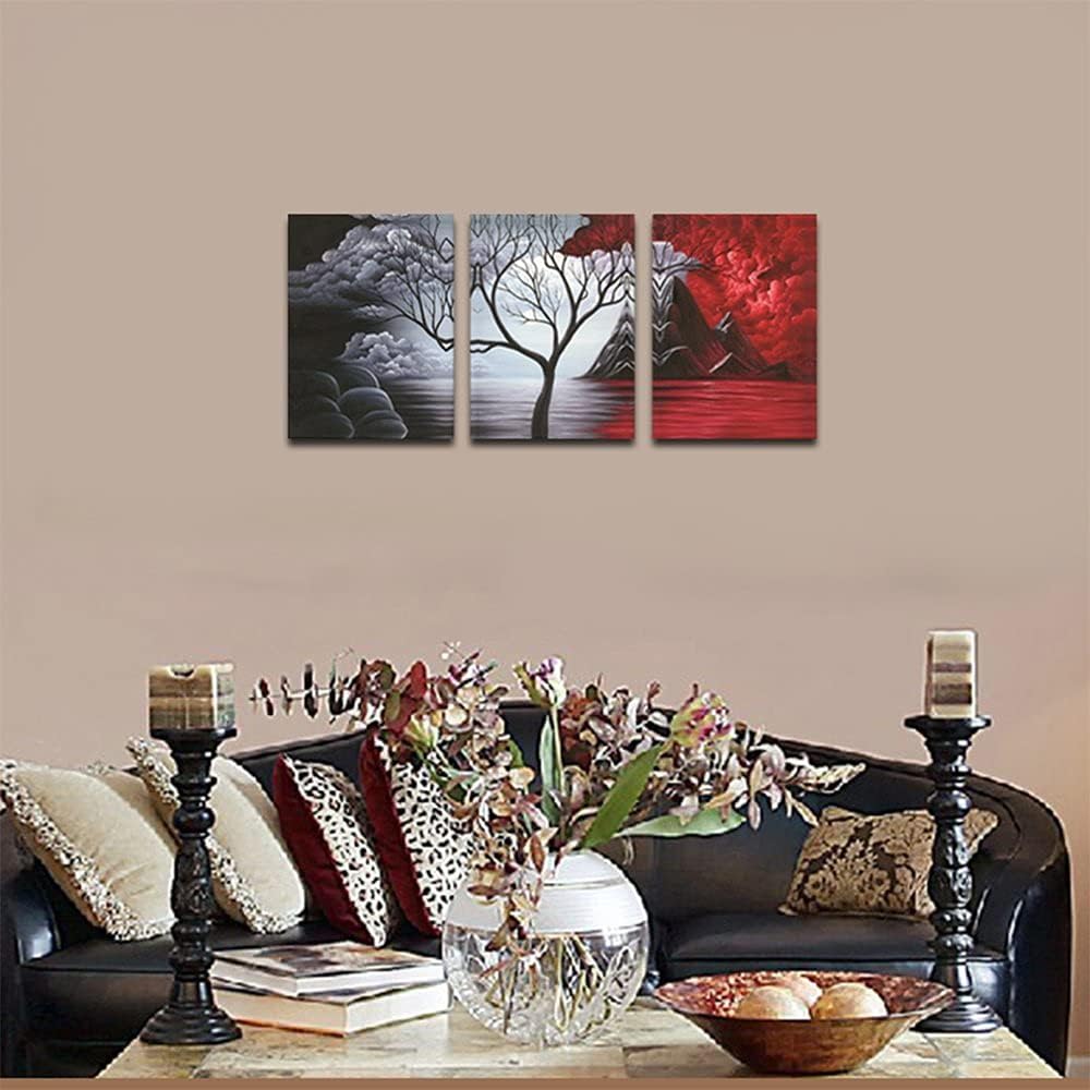 Wieco Art The Cloud Tree 3-Panel Giclee Canvas Wall Art - Modern Abstract Seascape Decor