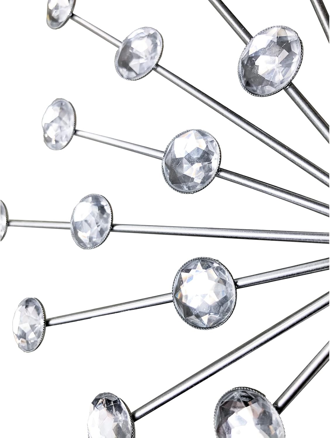Dazzling Silver Crystal Sunburst Wall Art Decor Set - 3-Pack Metal Jeweled Bling