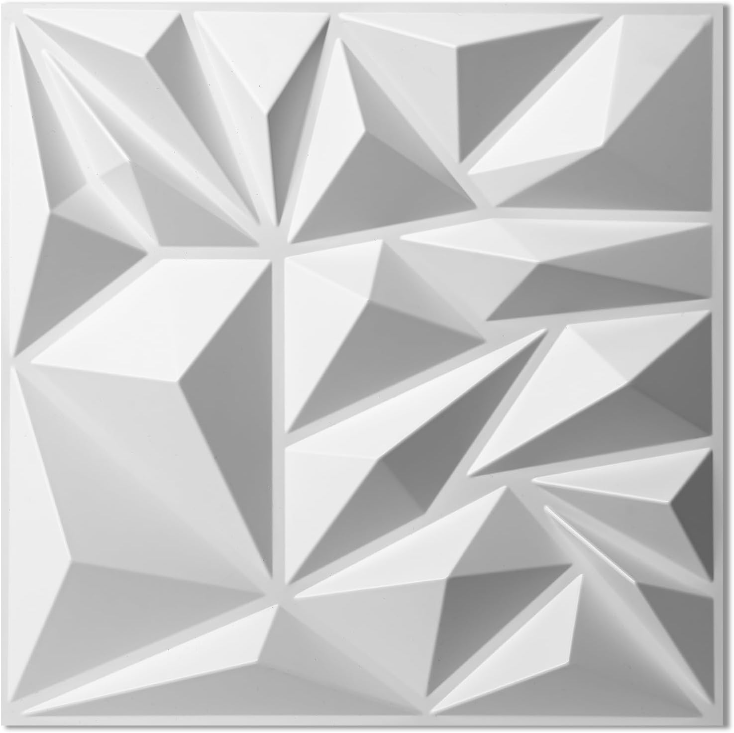 Art3d 33-Pack White 3D Diamond Textured PVC Wall Panels Modern Interior Decor