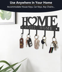 WIPHANY 5-Hook 'Home Sweet Home' Wall Mounted Key Holder Organizer Hanger Rack