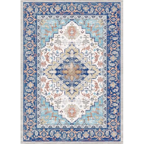 Lofus Floral Brown 5x7 Washable Area Rug: Soft Non-Slip Low Pile