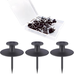 30 Black Double-Headed Push Pin Picture Hangers for Renter-Friendly Wall Decor