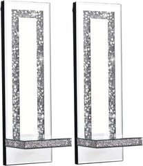 Sparkling Crystal Crush Diamond Mirrored Wall Sconces - Set of 2