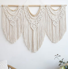 Achart Large Boho Macrame Wall Hanging - Handwoven Cotton Tapestry Decor