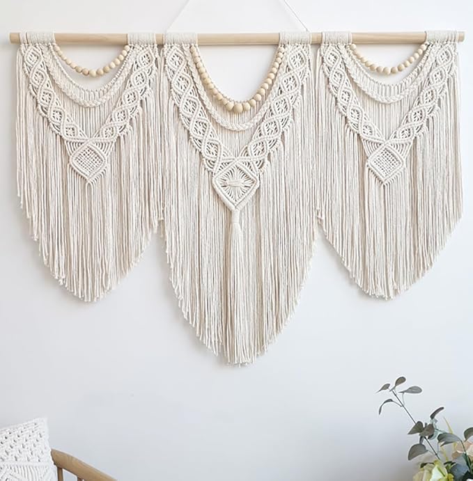 Achart Large Boho Macrame Wall Hanging - Handwoven Cotton Tapestry Decor