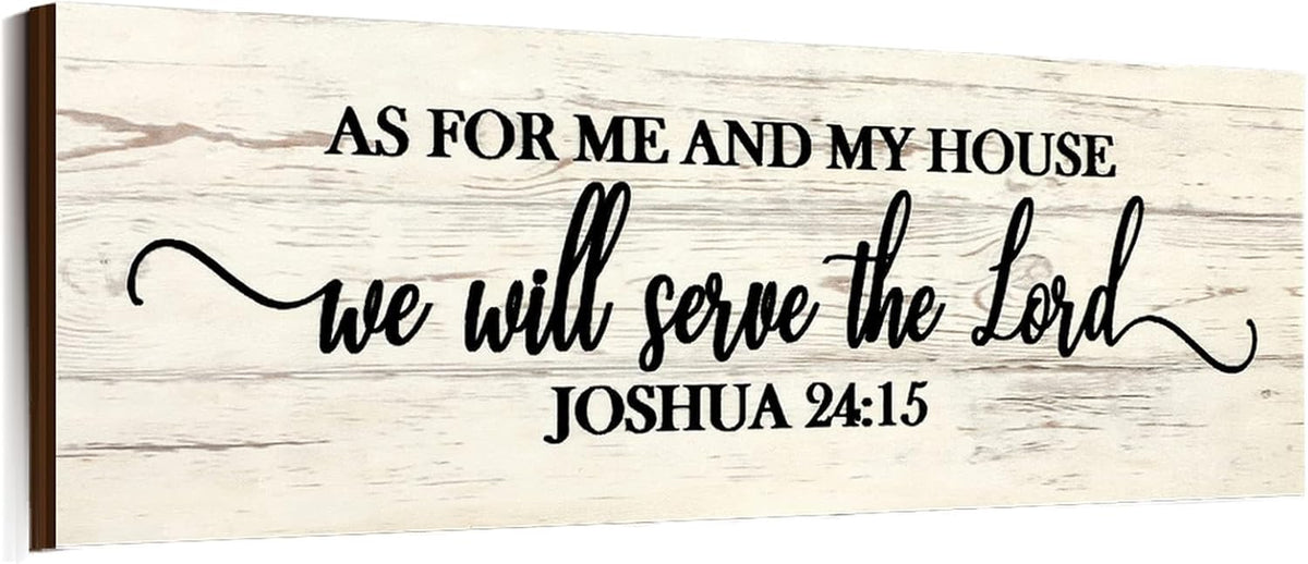 Christian Farmhouse Wooden Wall Art Plaque: 'As for Me and My House' Scripture Decor