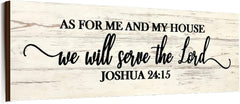 Christian Farmhouse Wooden Wall Art Plaque: 'As for Me and My House' Scripture Decor