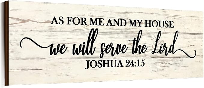 Christian Farmhouse Wooden Wall Art Plaque: 'As for Me and My House' Scripture Decor
