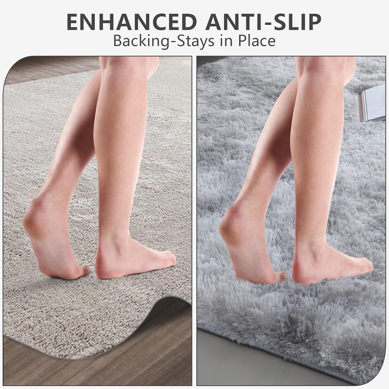 Boshengya Ultra Soft Fluffy Shag Area Rug, Tie-Dye Grey, Cozy Bedroom Living Room