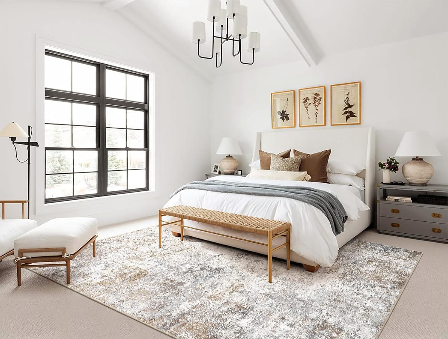 UERMEI Washable Modern Abstract Area Rug: Soft, Non-Slip Home Carpet