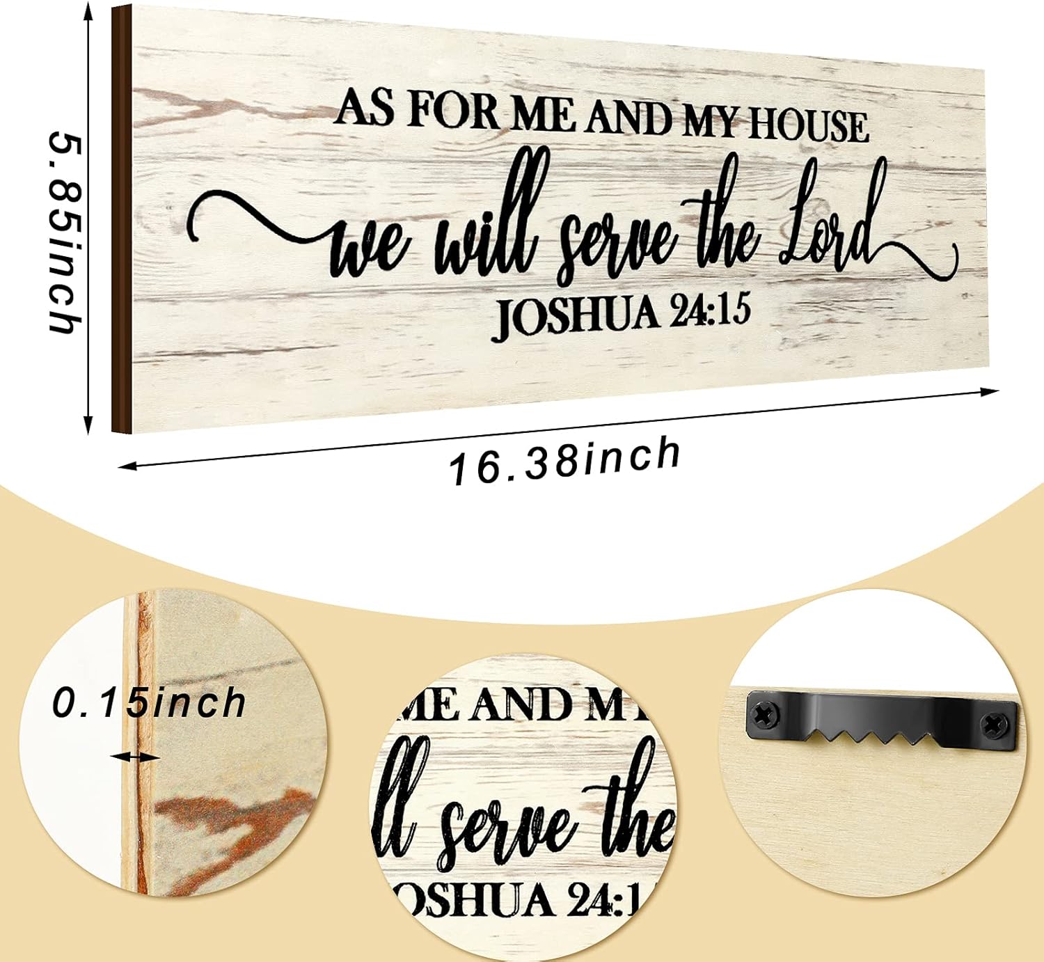 Christian Farmhouse Wooden Wall Art Plaque: 'As for Me and My House' Scripture Decor