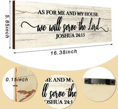 Christian Farmhouse Wooden Wall Art Plaque: 'As for Me and My House' Scripture Decor