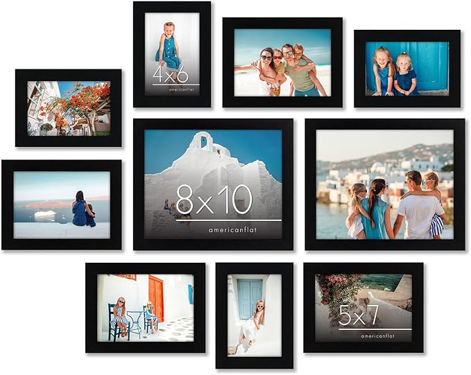 Americanflat 10-Piece Black Gallery Wall Picture Frame Set with Shatter-Resistant Glass