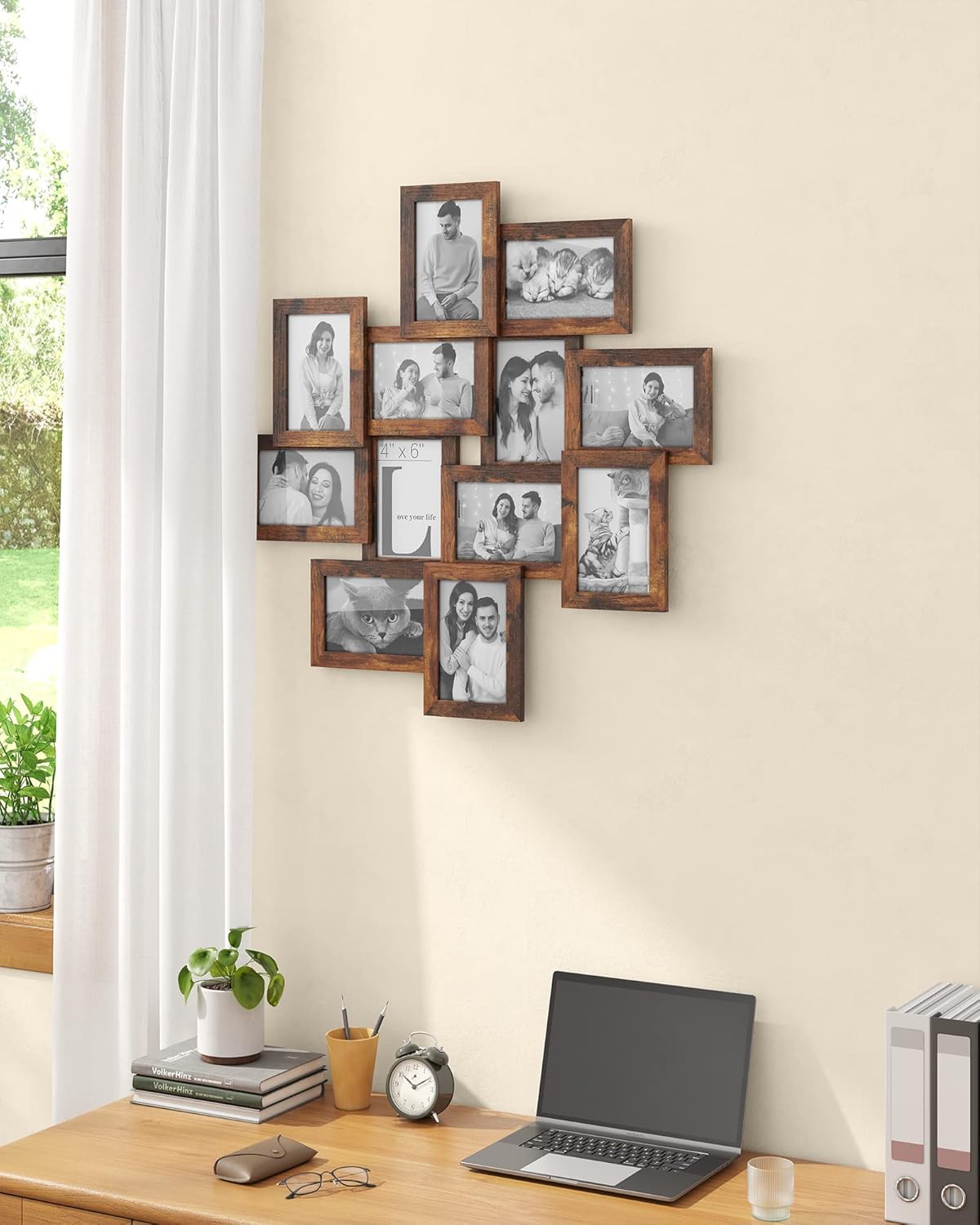 SONGMICS 12-Pack 4x6 Rustic Brown Collage Picture Frames, Glass Front