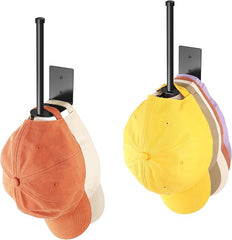 2-Pack Stainless Steel Baseball Cap Organizer Rack - Adhesive or Drill Mount