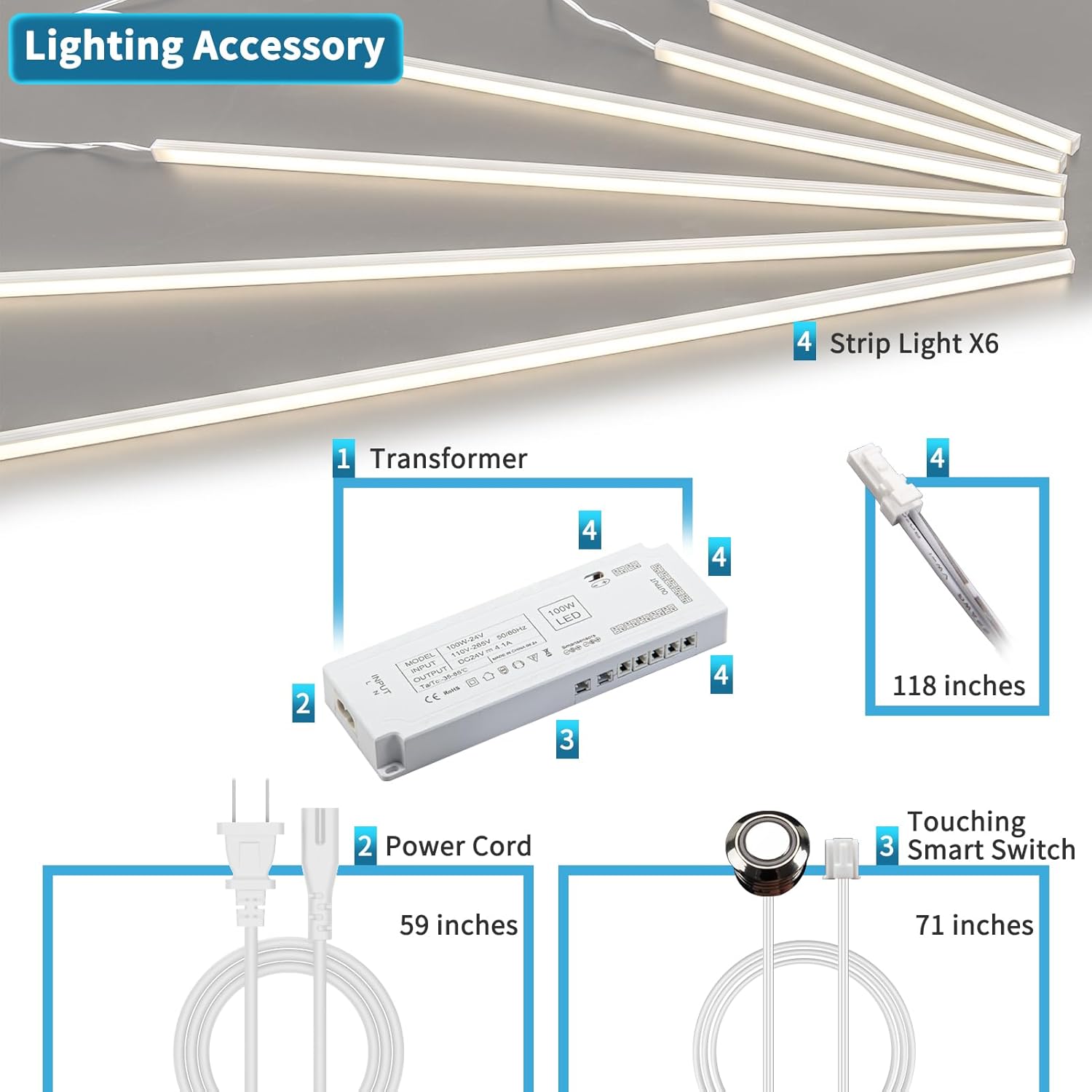 Art3d Smart Touch Self-Adhesive LED Recessed Lighting Kit for Home Decor