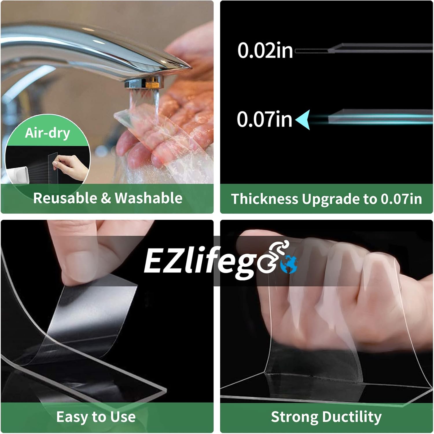 EZlifego Heavy-Duty Nano Double-Sided Mounting Tape, Strong Adhesive Picture Hanging Strips