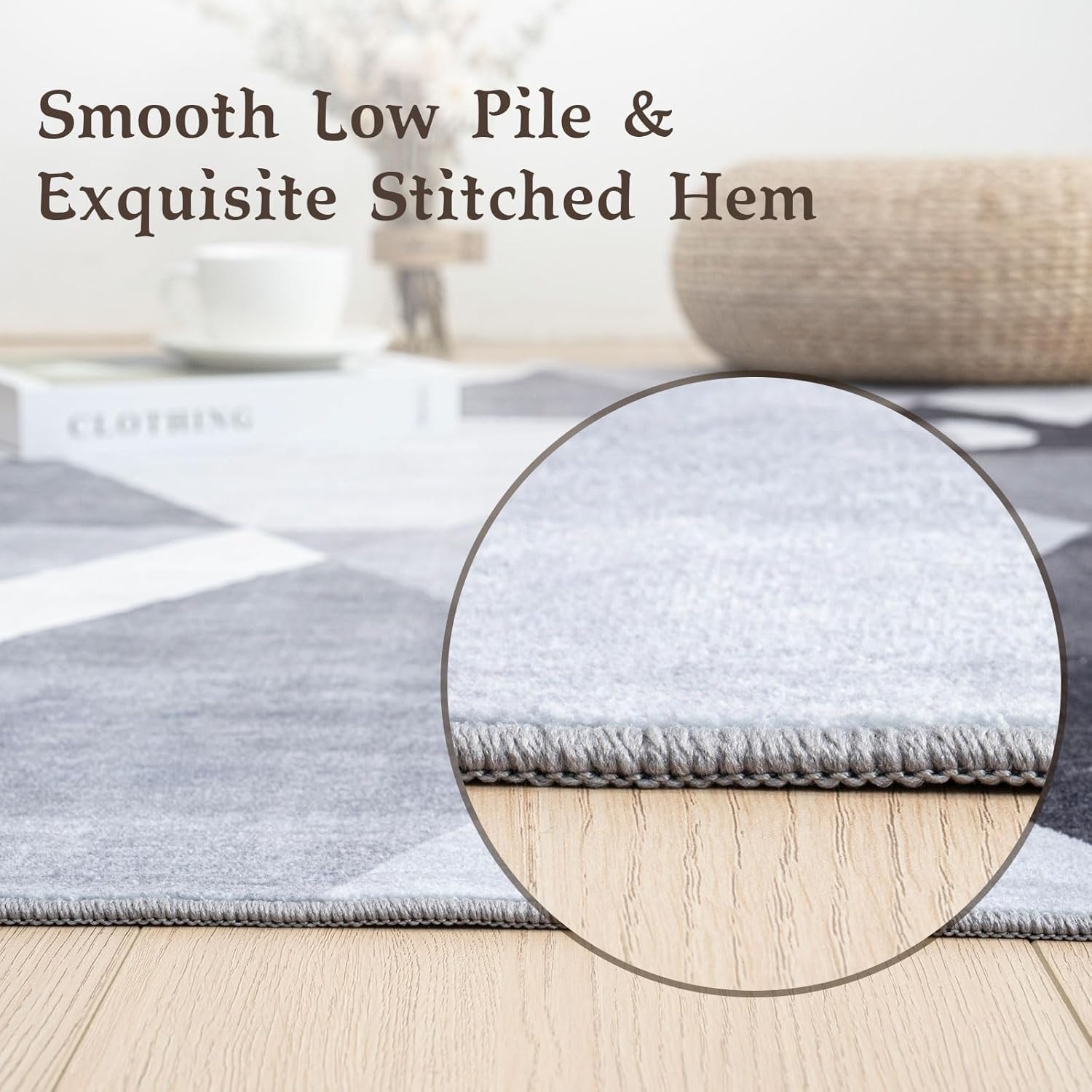 HOMFINE Washable 5x7 Geometric Modern Area Rug - Soft Non-Slip Bedroom Living Room